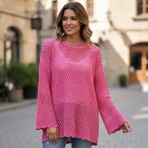 Pink Crochet Sweater